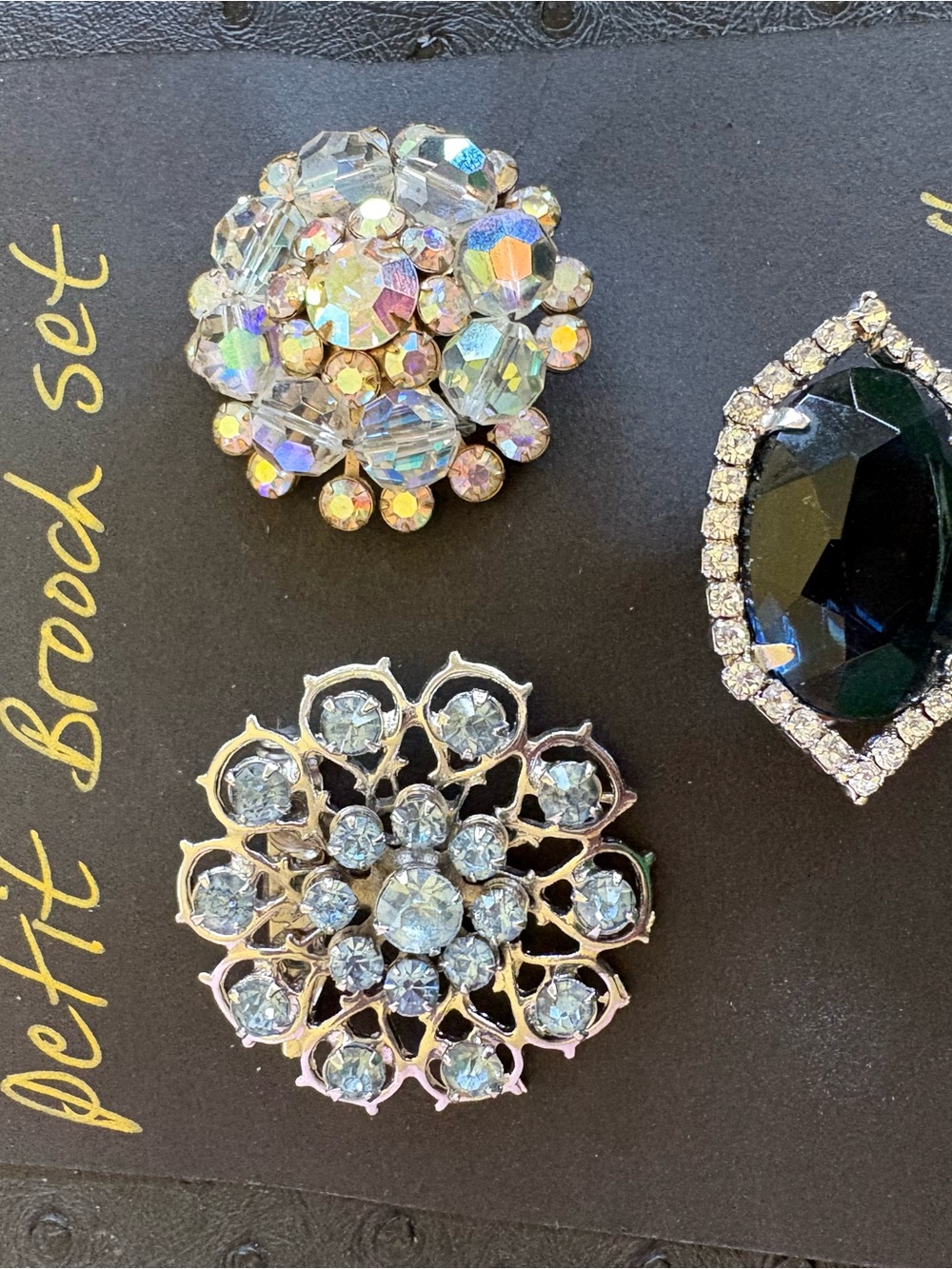 Vintage Sparkling Crystal Flower Brooch set